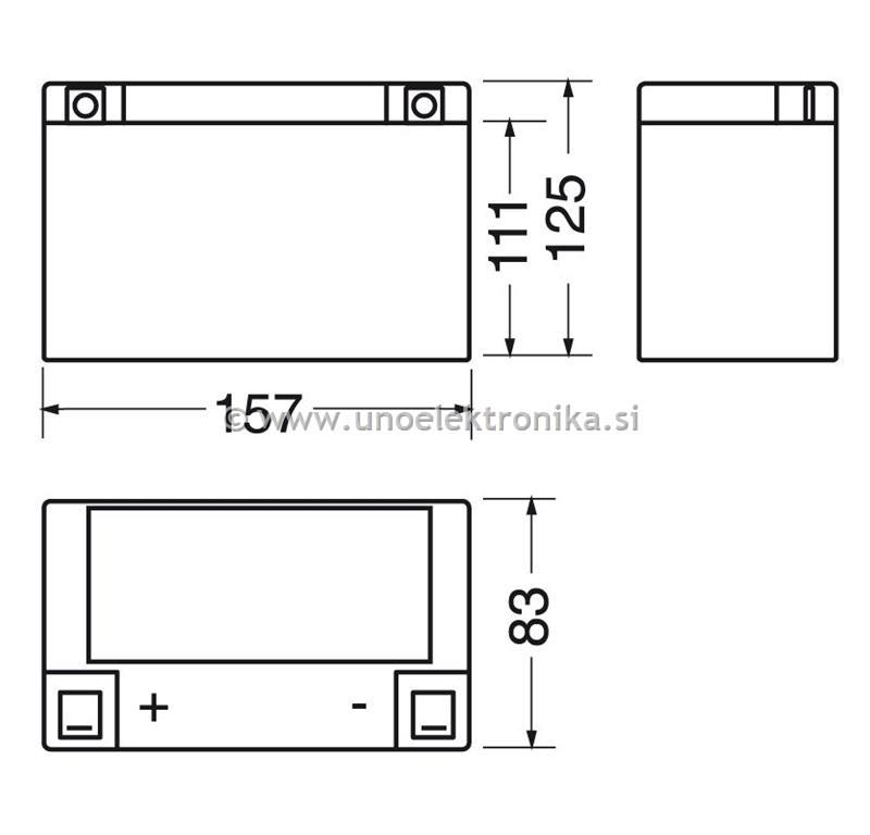 AKU. SVINČENI 6V 20Ah 157x83x125mm