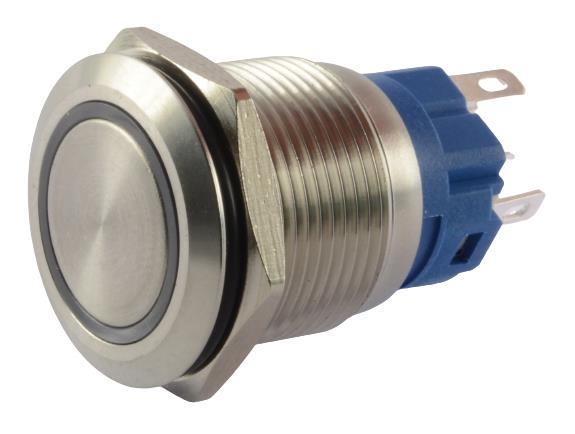 TIPKA fi 19mm 5A 250V IP67 UL MODRI LED