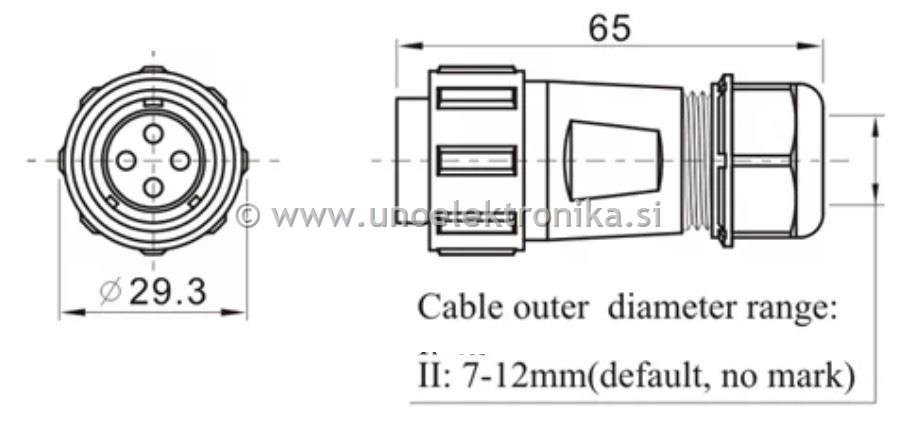 VTIČNICA 3 POLNA fi 21mm ZA NA KABEL