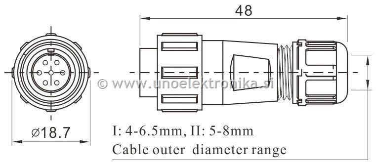 VTIČNICA 3 POLNA fi 13mm ZA NA KABEL