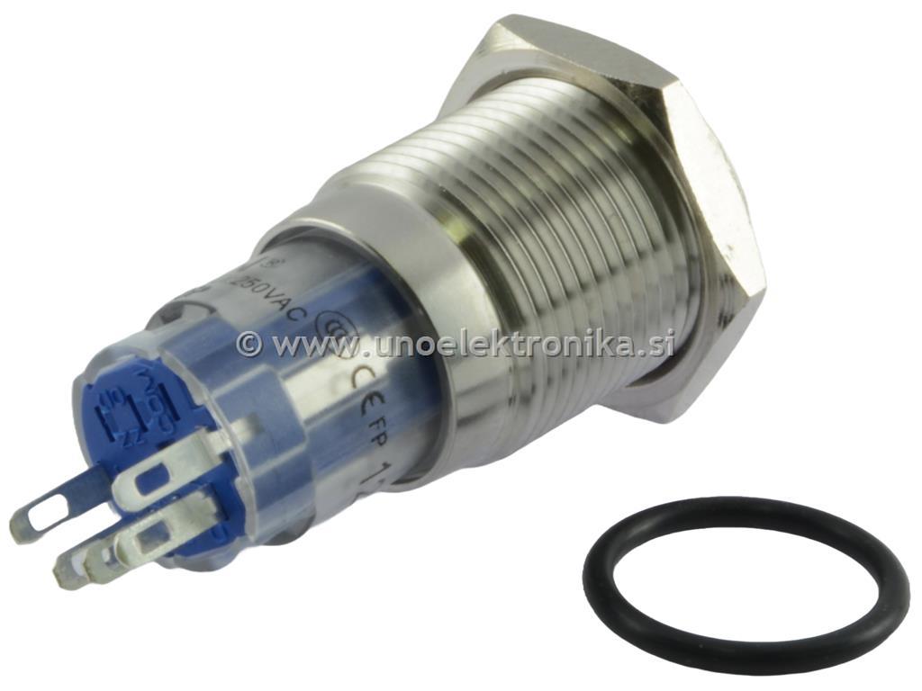 STIKALO fi16 mm 3A 250V IP65 MODRI LED