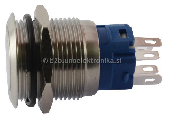 TIPKA fi 19mm 5A 250V IP67 UL MODRI LED