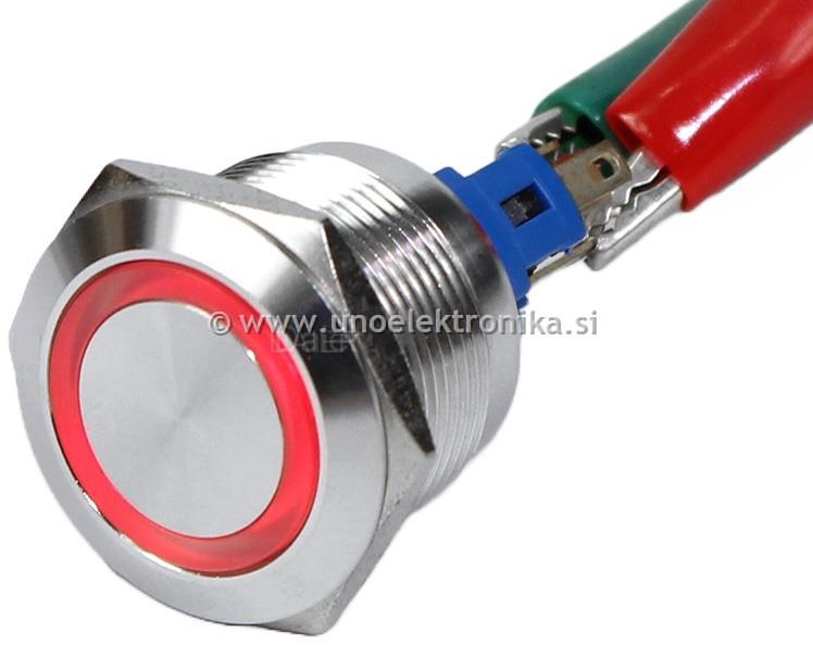 TIPKA fi 22mm 5A 250V IP65 RDEČ LED