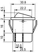 STIKALO 2 POLNO Z LUČKO MODRO 29x22mm