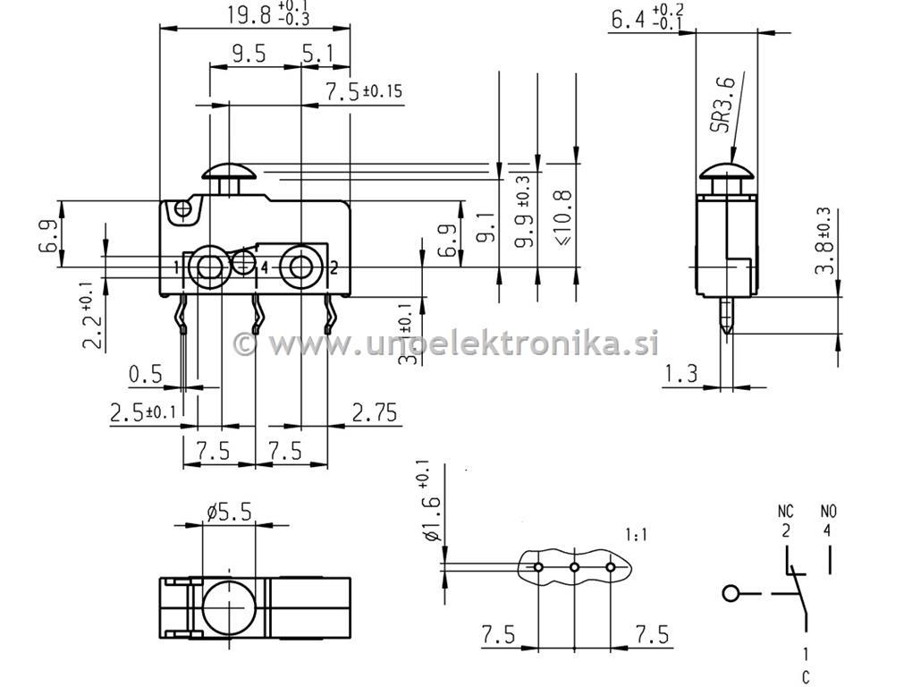 PREKLOPNIK Z GOBICO 5A 250VAC