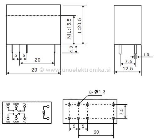 RELE 2 POLNI 3VDC 8A/250VAC 8A/30ADC