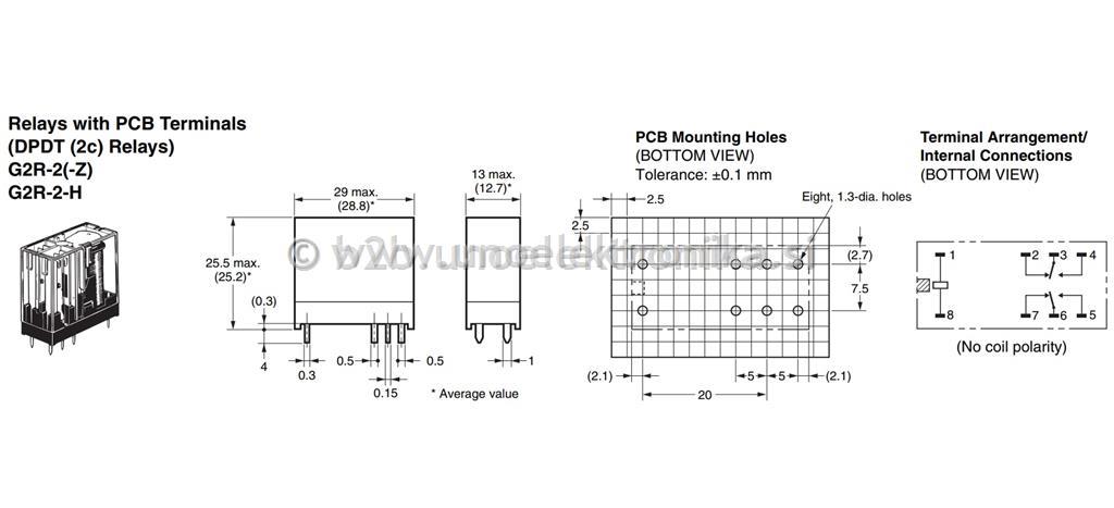 RELE 2 POLNI 12VAC 5A/250VAC #5mm