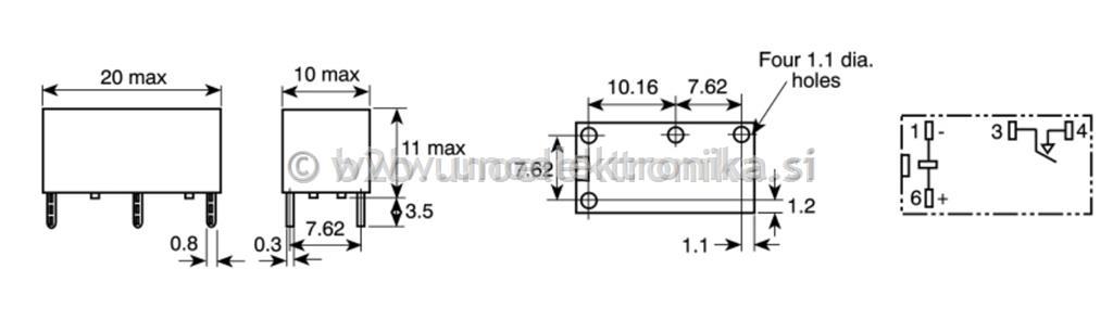 RELE 1 POLNI SUBMINI 24VDC 6A/250VAC