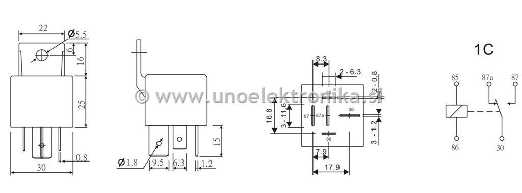 RELE 1 POLNI 12VDC 80A/14VDC Z NOSILCEM