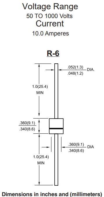 DIODA 10A 1kV R6