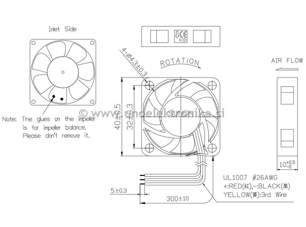 VENTILATOR 5VDC 40x40x10mm Z LEŽAJI