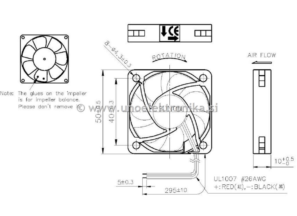 VENTILATOR 5VDC 50x50x10mm Z LEŽAJI