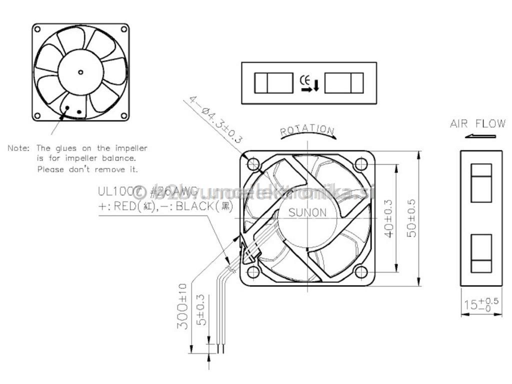 VENTILATOR 24VDC 50x50x10mm Z LEŽAJI