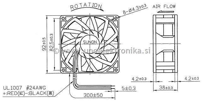 VENTILATOR 24VDC 92x92x38mm Z LEŽAJI