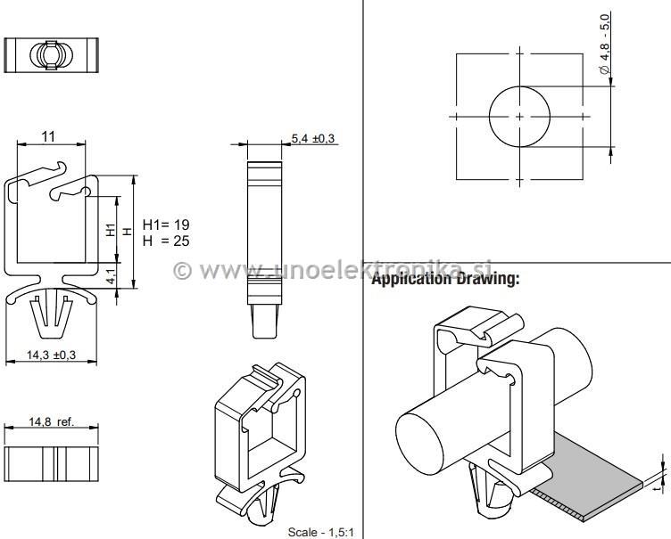 NOSILEC ZA KABLE 11x19mm ZOBČASTA ZAPORA