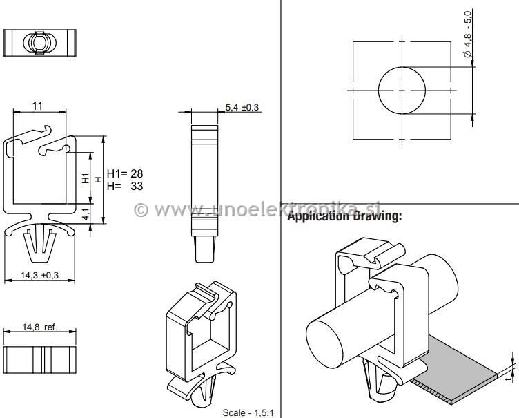 NOSILEC ZA KABLE 11x28mm ZOBČASTA ZAPORA